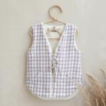 BabyLy Vesta pentru copii, reversibila, dublat, muselina carouri bej si tesatura bucle crem, teddy by babyly, 92 98, 1-3 ani