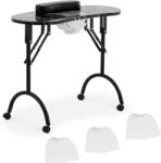 physa Összecsukható műkörmös és manikűrös asztal - fekete - 4 kerék - elszívó (PHY-MT-15)