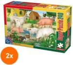D-Toys Set 2 x Puzzle 240 Piese, D-Toys, Animale Domestice la Ferma (OTD-2xTOY-60211-02) Puzzle
