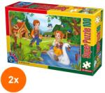 D-Toys Set 2 x Puzzle 100 Piese, D-Toys, Hansel si Gretel (OTD-2xTOY-60402-04) Puzzle