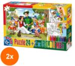 D-Toys Set 2 x Puzzle 24 Piese, D-Toys, Color Me, Alba ca Zapada (OTD-2xTOY-50380-08) Puzzle