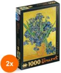 D-Toys Set 2 x Puzzle 1000 Piese D-Toys, Vincent van Gogh, Vase with Irises Against a Yellow Background (OTD-2xTOY-66916-13) Puzzle