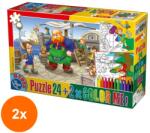 D-Toys Set 2 x Puzzle 24 Piese, D-Toys, Pinocchio si 2 Planse de Colorat, Hansel si Gretel si Scufita Rosie (OTD-2xTOY-50380-05) Puzzle