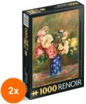 D-Toys Set 2 x Puzzle 1000 Piese D-Toys, Pierre-Auguste Renoir, Bouquet of Roses (OTD-2xTOY-66909-11) Puzzle