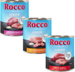 Rocco 6x800g Rocco nedves kutyatáp vegyes próbacsomagban- Junior mix: pulyka & borjúszív, szárnyas & csirkeszív, marha & szárnyas
