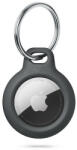 Haffner Szilikon védőtok és rögzítő kulcstartó Apple AirTag nyomkövetőhöz - Rough - fekete (ECO csomagolás) (FN0440)