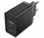 Vention USB-A+C (2port, 18W/20W, fekete), töltő (FBBB0-EU)