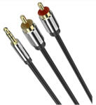 Vention 3.5mm jack/M -> 2*RCA/M, (audio, aranyozott, fémház), 10m, kábel (BCFBL)