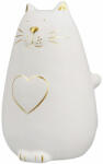  Matt fehér és arany színű kerámia cica szobor szívecskével 15, 5cm