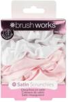Brushworks Elastice de păr din satin, roz și alb, 4 buc. - Brushworks Pink & White Satin Scrunchies 4 buc