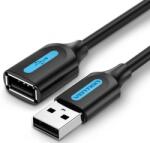 Vention USB-A 2.0/M -> USB-A 2.0/F (hosszabbító, PVC fekete), 3m, kábel (CBIBI) (CBIBI)