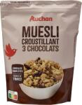 Auchan Kedvenc ropogós zab-, búza- és rizspehely, ét-, tej- és fehércsokoládé forgáccsal 450 g