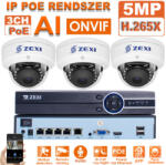  3 DOME kamerás 5MP IP POE biztonsági rendszer