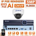  1 DOME kamerás 5MP IP POE biztonsági rendszer