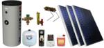 BlauTech KIT S29 cu 3 panouri solare plane 1.8 mp BlauTech, boiler indirect 300 l cu 2 serpentine Hajdu Aquastic, grup pompare Pumpfix SOLAR EASY, controler solar TECH EU-21ND3, vas expansiune, lichid solar si