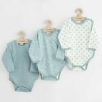 New Baby Set 3 piese, New Baby, Classic II, Include 3 body-uri cu maneca lunga, Marime 56, Din bumbac 100%, Blue (54456)