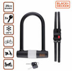 PET TOYS BLACK+DECKER Kerékpár U-lakat ⌀14mmx25cm, 1400g, 3 kulcs (Ado8711252233888)