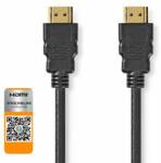 Nedis Cablu HDMI de mare viteză Premium Ethernet | Conector HDMI | Conector HDMI | Conector HDMI | 4K@60Hz | 18 Gbps | 1, 00 m | Rotund | PVC | Negru | Pungă de plastic (CVGP34050BK10)