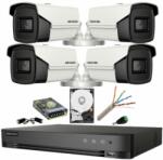 Hikvision Kit supraveghere 8MP (4k) Hikvision 4 camere IR 80m Lentilă 3.6mm DVR AcuSense 4 canale Smart Playback HDD 2 TB Accesorii (40826-)