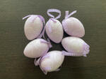 QX Szalagos lila húsvéti tojás függődísz szett, 6db, 6x4, 5cm