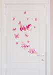 Vanshe Homedecor Falmatrica fürdőszobába - "WC" rózsaszín virágokkal, pillangókkal