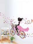 Vanshe Homedecor Falmatrica nappaliba - Lány biciklin pillangókkal