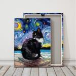 Aurora Painting Fali vászonkép kerettel - Absztrakt macska csillagos égbolttal