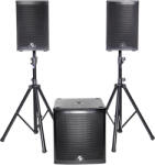 Elokance Set boxe 800W RMS profesionale Elokance, subwoofer, 2 sateliti, 2 suporti pentru boxe, 2 cabluri speakON (ELO 800 MK2)