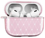  Bluetooth fülhallgató töltőtok tartó, szilikon, ultravékony, Apple AirPods Pro kompatibilis, strasszkővel, rózsaszín