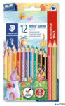 STAEDTLER Színes ceruza készlet, háromszögletű, vastag, hegyezővel, STAEDTLER 'Noris® Jumbo 128', 10+2 különböző szín (128 NC12P1)