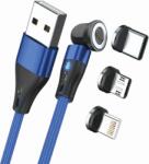 RealPower 439638 USB-A apa - USB-C/Lightning/USB-B apa 2.0 Adat és töltő kábel - Kék (1m) (439638)