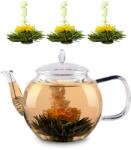 Feelino Ceainic de sticlă, 1300 ml, sticlă borosilicată, cu capac, strecurătoare de ceai și flori de ceai (3Y9CNYJ9Q8) (3Y9CNYJ9Q8) - klarstein