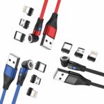RealPower 439652 USB-C/Lightning/USB-B apa - USB-C/Lightning/USB-B apa 2.0 Adat és töltő kábel szett - Fekete, Piros, Kék (3x1m) (439647)