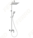 FERRO ALGEO SQUARE komplett esőztető zuhanyrendszer kádcsapteleppel / zuhany rendszer / kádtöltő zuhanyszettel, kádban történő zuhanyzáshoz is ideális kivitel, szögletes design, króm, NP80-BAQ13U