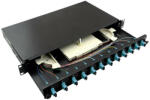 LogiLink Optikai kábel elosztó, 19" (ODF) SC-SX 12 P, fekete (F12SS3B)