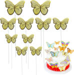  10 darabos torta dekoráció, torta beszúró - Pillangó - Sárga