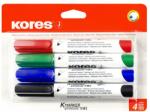 Kores Tábla- és flipchart marker készlet, kúpos, KORES Eco K-Marker, 4 különböző szín (IK20724) - becsiirodaker