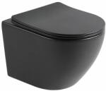 Rune Vas wc suspendat negru mat Rune Ivaldi Tornado rimless, cu sistem vortex si capac slim softclose (5940541330424)