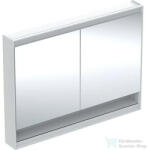 Geberit ONE 120x90 cm-es kétajtós tükrös szekrény ComfortLight világítással, nyitott polccal, fehér/porszórt alumínium 505.835. 00.2 (505835002)