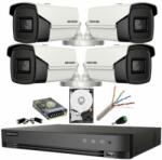 Hikvision Kit supraveghere 8MP (4k) Hikvision 4 camere IR 80m Lentila 3.6mm DVR AcuSense 4 canale Smart Playback HDD 2 TB Accesorii SafetyGuard Surveillance