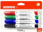 Kores Tábla- és flipchart marker készlet, 3 mm, kúpos, KORES ECO K-Marker XW1 , 4 különböző szín (20724) - kellekanyagonline