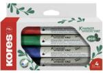 Kores Tábla- és flipchart marker készlet, 3-5 mm, vágott, KORES ECO K-Marker XW2 , 4 különböző szín (20744) - kellekanyagonline