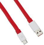  USB töltő- és adatkábel, USB Type-C, 150 cm, törésgátlóval, gyorstöltés, lapos, OnePlus Warp, piros, gyári
