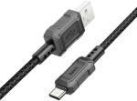  USB töltő- és adatkábel, USB Type-C, 100 cm, 3000 mA, törésgátlóval, gyorstöltés, PD, cipőfűző minta, Hoco X94 Leader, fekete