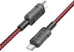  USB Type-C töltő- és adatkábel, USB Type-C, 100 cm, 3000 mA, 60W, törésgátlóval, gyorstöltés, PD, QC, cipőfűző minta, Hoco X94 Leader, piros