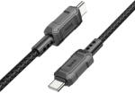  USB Type-C töltő- és adatkábel, USB Type-C, 100 cm, 3000 mA, 60W, törésgátlóval, gyorstöltés, PD, QC, cipőfűző minta, Hoco X94 Leader, fekete