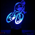 Love & Lights Bicikliző mintás 3D lámpa - kérhető felirattal