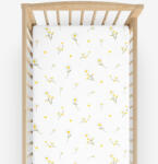 Goldea gyermek gumis pamut lepedő kiságyba - kamilla virágok 60 x 120 cm