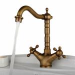 Sanitary ware Висок ретро смесител за мивка с врътки Жана, бронз (2635)