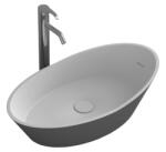 Inter Ceramic Мивка за баня Ноа 67х38 см, полимермраморен камък, сив мат за поставяне върху плот (683g)